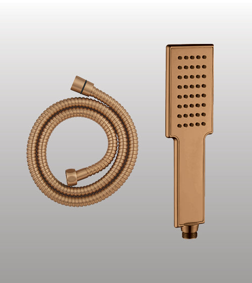 POWDER FLOW BRASS HAND SHOWER WITH 1.5 MTR HOSE - AQUANT -  ( BRUSHED ROSE GOLD -  - 0x0 mm - 0inchx0inch )