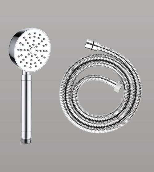 BRASS HAND SHOWER INCLUDES FLEXIBLE SHOWER HOSE 1.5 MTR POWDER FLOW - AQUANT - ( CHROME - - 80x0 mm - 3.2inchX0inch )