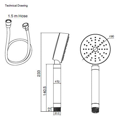 BRASS HAND SHOWER INCLUDES FLEXIBLE SHOWER HOSE 1.5 MTR POWDER FLOW - AQUANT -  ( BRUSHED ROSE GOLD -  - 80x0 mm - 3.2inchX0inch )