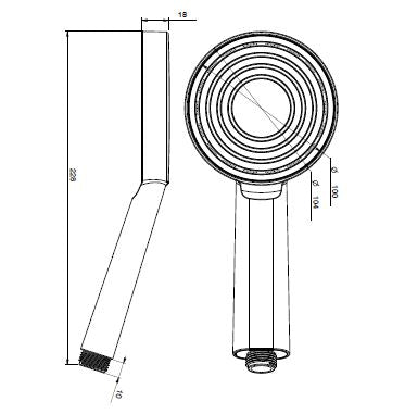 ABS HAND SHOWER ROUND SHAPE - AQUANT -  ( CHROME -  - 110x0 mm - 4.4inchX0inch )