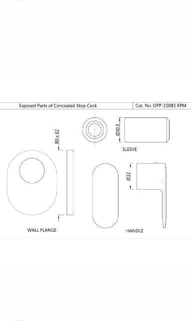 EXPOSED PART KIT OF CONCEALED STOP COCK & FLUSH COCK - JAQUAR FAUCETS -  ( GOLD DUST - OPAL PRIME - 0x15 mm - 0inchX0.5inch )