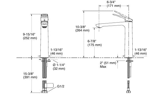 ENGAGE TM TALL PILLAR TAP LAVATORY FAUCET - KOHLER PREMIUM - ( POLISHED CHROME - PREMIUM - 0x15 mm - 0inchX0.5inch )