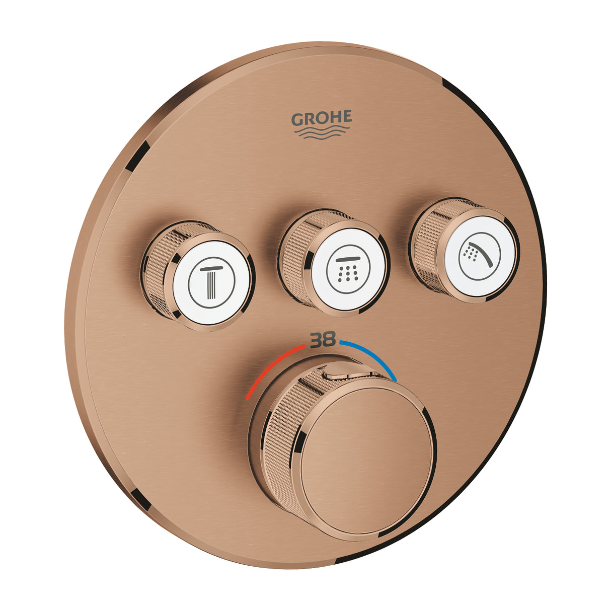 GROHTHERM SMARTCONTROL THERMOSTAT ROUND, 3 CONTROL - GROHE - ( BRUSHED WARM SUNSET - G5 - GROHTHERM - 0x0 mm - 0inchX0inch )