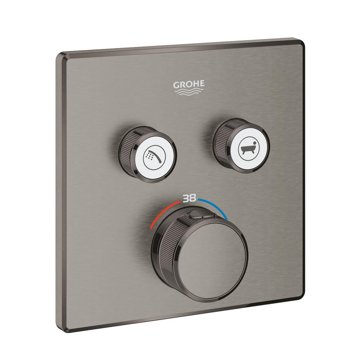 GROHTHERM SMARTCONTROL THERMOSTAT SQUARE, 2 CONTROL - GROHE - ( BRUSHED HARD GRAPHITE - G5 - GROHTHERM - 0x0 mm - 0inchX0inch )