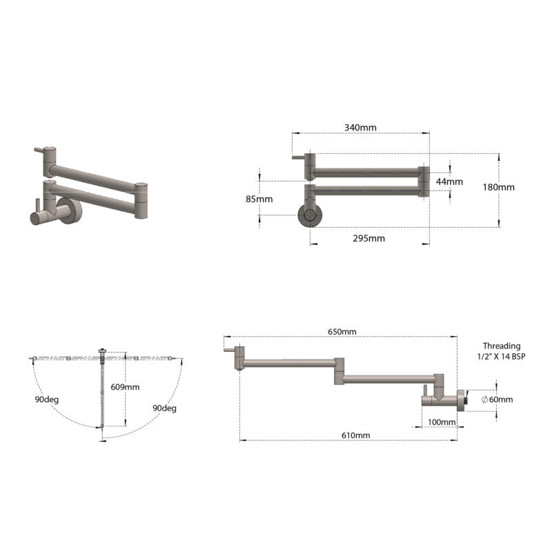 POT FILLER AQUAREACH - VIKING - ( CHROME - SS 304 - 0x15 mm - 0inchX0.6inch )