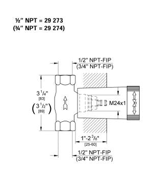 CONCEALED VALVE 1/2INCH US - GROHE -  ( CHROME - G3 - NON RAPIDO - 0x15 mm - 0inchX0.5inch )