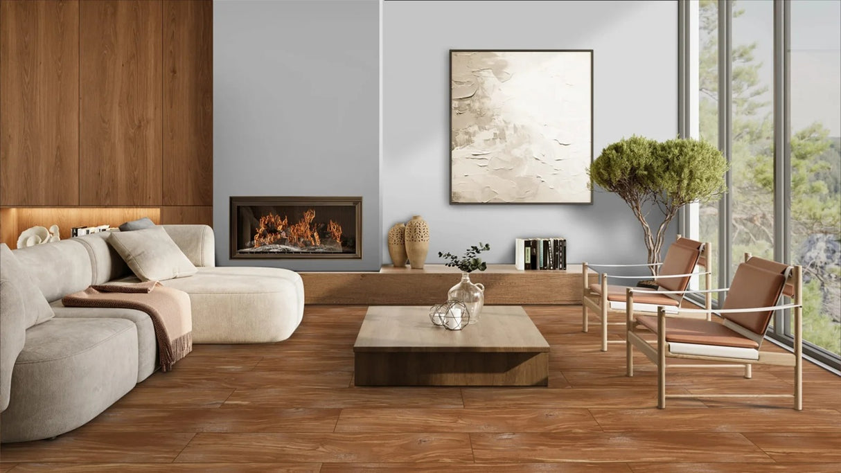 PEARSIAN WOOD BROWN - CREANZA - ( - CARVING MATT - 1200x200 mm - 48inchX8inch )