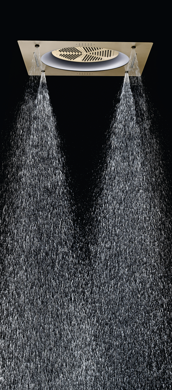 HYDRA LED CEILING SHOWER 3 FLOW WITH INST KIT - LUXELET - ( STEEL BRONZE - TIBO - 550x500 mm - 22inchX20inch )