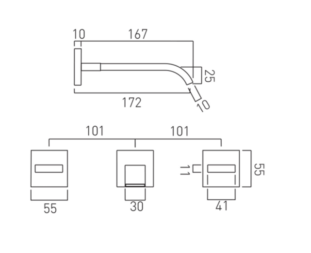 SL W/M BASIN MIXER SET (CONC.BODY& EXP) - VADO - ( CHR - GEO - 0x12 mm - 0inchX0.48inch )