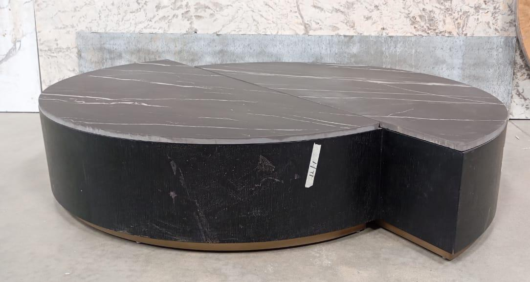 CENTER TABLE ROUND W/ WOODEN BASE & PORCELAIN TOP - FURNITURE - ( - BUENA CASA - 1397x1066x292 mm - 55.88inchX42.64inchX11.68inch)