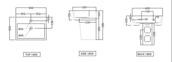 HALF PEDESTAL WITH FIXING ACCESSORIES FOR ECS-WHT-811 - ESSCO SWARE - ( WHITE - - 0x0 mm - 0inchx0inch )