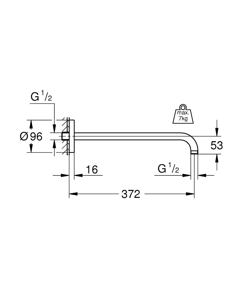 RAINSHOWER SHOWER ARM 378MM - GROHE - ( CHROME - G5 - RAINSHOWER - 0x15 mm - 0inchX0.6inch )