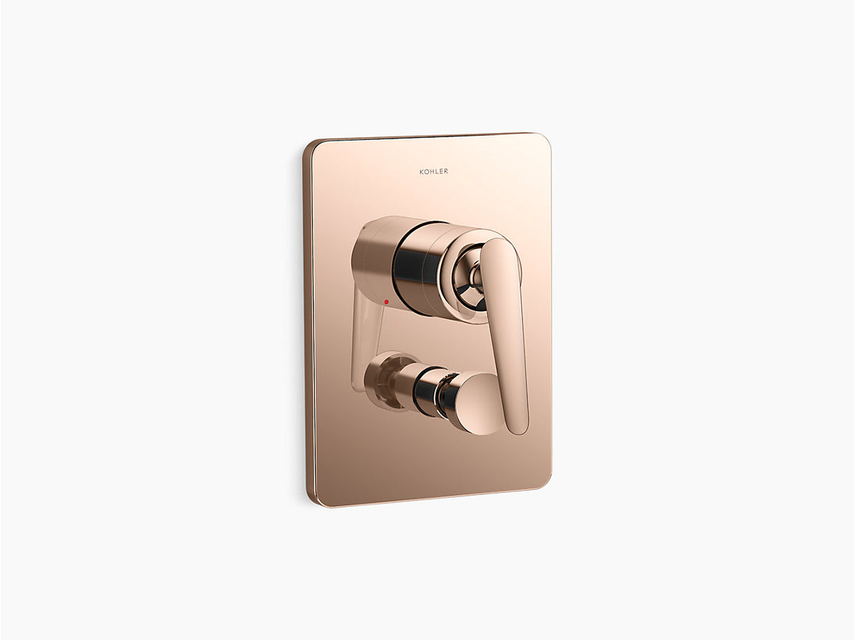 FLUENCE TM AQUA TURBO TM NON-THERMOSTATIC BATH AND SHOWER VALVE TRIM - KOHLER PREMIUM - ( VIBRANT ROSE GOLD - PREMIUM - 0x15 mm - 0inchX0.5inch )