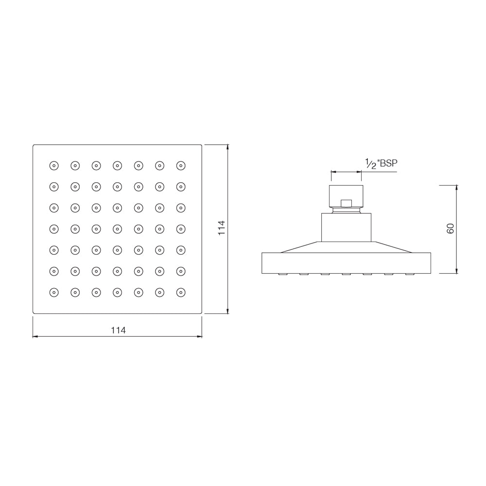 OVERHEAD SHOWER SQUARE S.FLOW - ESSCO FAUCET - ( CHROME - OVERHEAD SHOWER - 114x114 mm - 4.56inchX4.56inch )