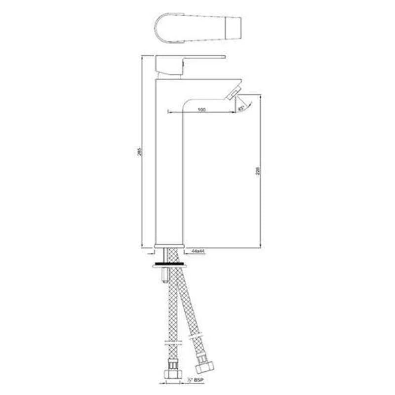 (PRUN)S.L B/MIXER 135MM EXTD BRAID PIPE - JAQUAR FAUCETS - ( WHITE MATT - ARIA - 0x15 mm - 0inchX0.5inch )