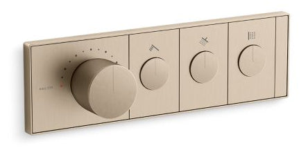 KALLISTA MECHANICAL SHOWERING THREE-OUTLET THERMOSTATIC CONTROL PANEL - KOHLER LUXURY - ( BRUSHED BRONZE - LUXURY - 103x338 mm - 4.12inchX13.52inch )