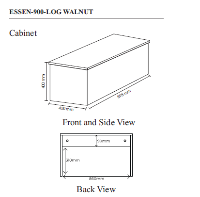 ESSEN 900 LOG WALNUT CABINET - GERMA - ( - ESSEN - 895x450x400 mm - 35.8inchX18inchX16inch )