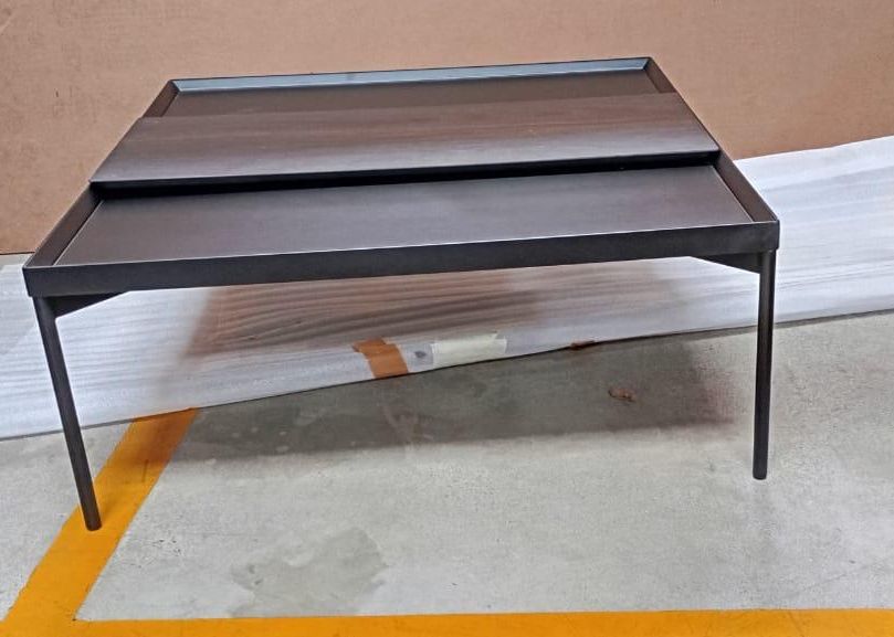 Z6803 CENTRE TABLE AMERICAN WOOD FRAME WITH TOP - FURNITURE - (WALNUT - BUENA CASA - 838x838x343 mm - 33.52inchX33.52inchX13.72inch)