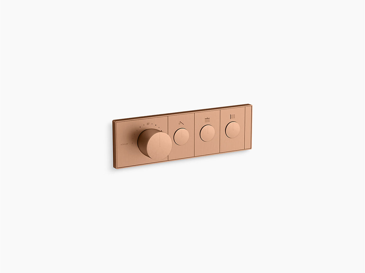 ANTHEM RECESSED EXPOSED PART MECH THERM/CONT 2IN/3OUT - KOHLER LUXURY - ( VIBRANT BRUSHED ROSE GOLD - LUXURY - 338x103 mm - 13.52inchX4.12inch )