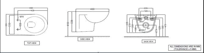 WALL HUNG WC W/NRML CLOSING S/COVER ( BOLT DISTANCE 9INCH) - ESSCO SWARE - ( WHITE - - 0x0 mm - 0inchx0inch )