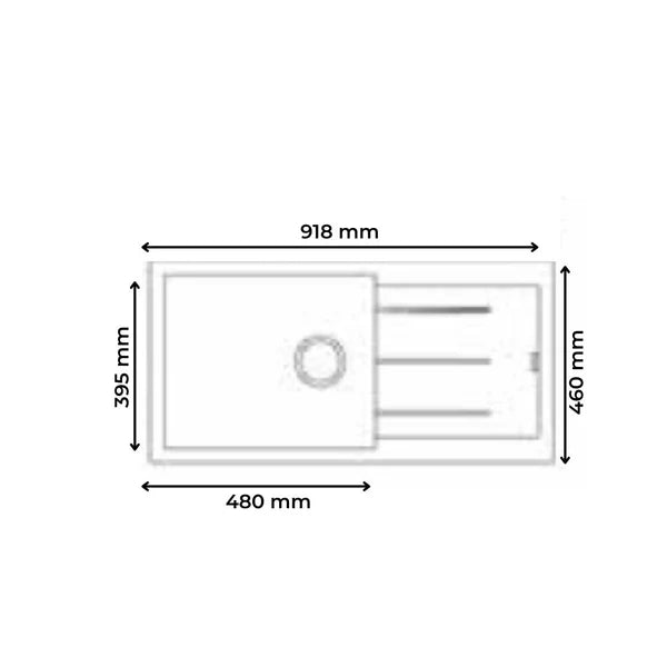 1.0 BOWL WITH DRAIN BOARD QUARTZ SINK WITH FA-05A WASTE COUPLING (DEPTH 9INCH)- FUTURA - ( GREY - QUARTZ SERIES - 900x450 mm - 36inchX18inch )