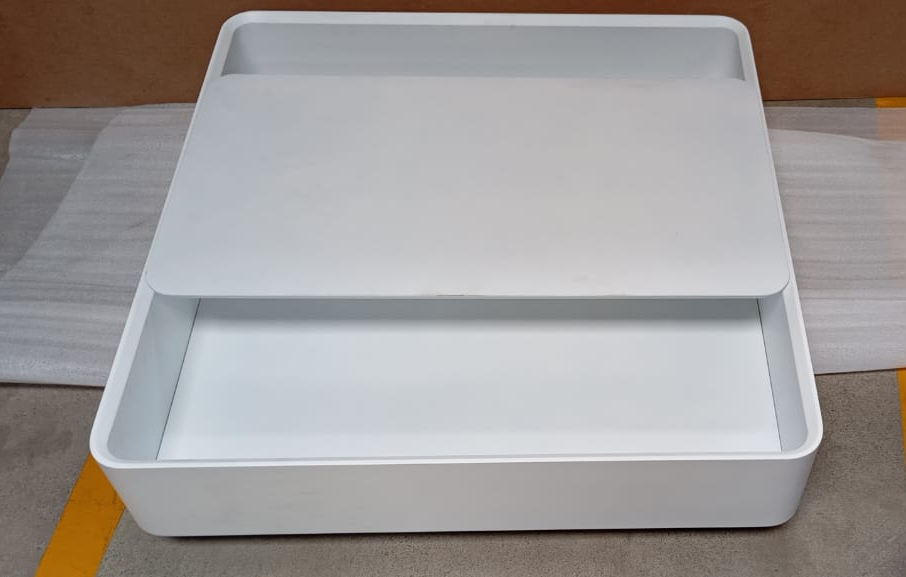 WHITE CENTER TABLE HDF W/ NANO COATING - FURNITURE - ( - BUENA CASA - 902x902x254 mm - 36.08inchX36.08inchX10.16inch)