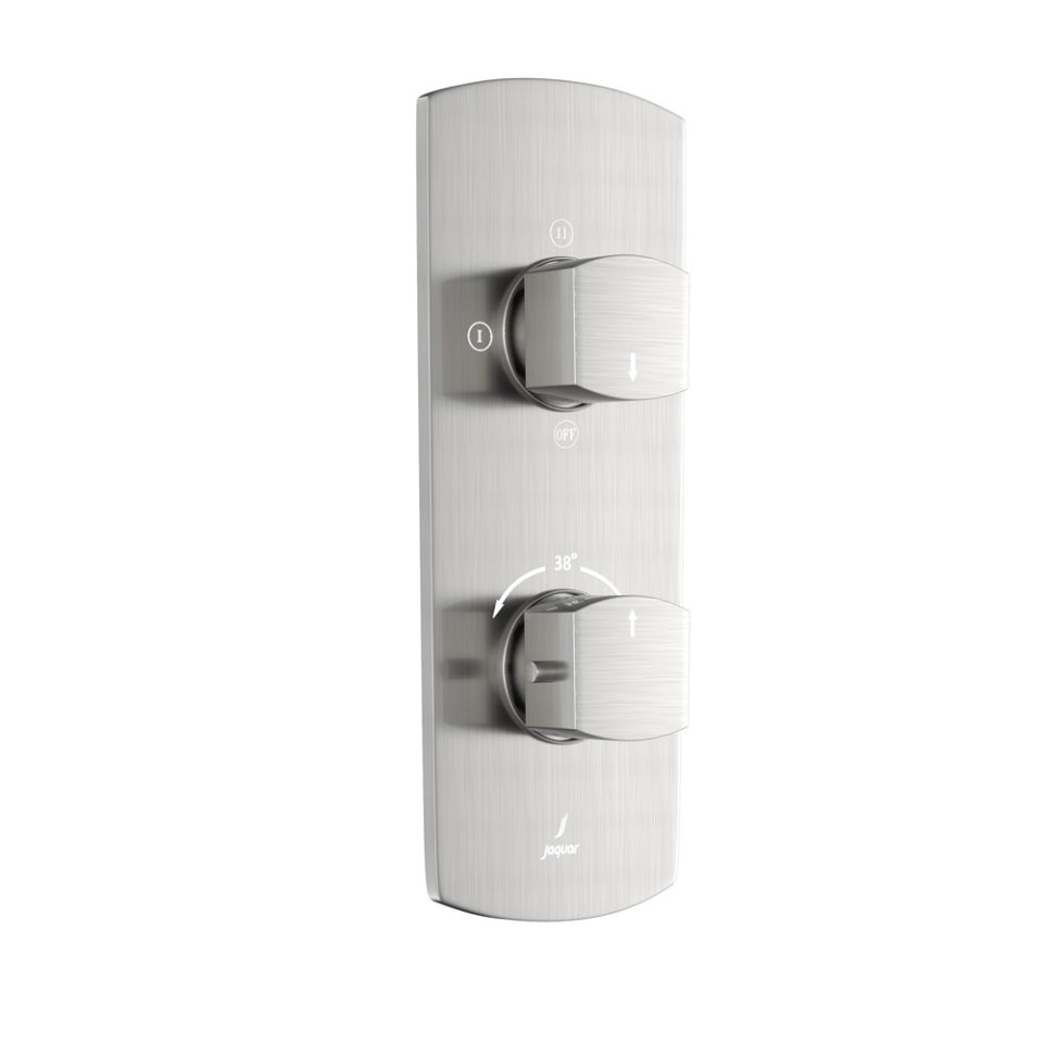 AQUAMAX EXPOSED PART KIT OF THERMOSTATIC SHOWER MIXER WITH 3-WAY OUTLET & SLEEVE (COMPATIBLE WITH ALD-683N)- JAQUAR FAUCETS - ( STAINLESS STEEL - KUBIX PRIME - 0x15 mm - 0inchX0.5inch )