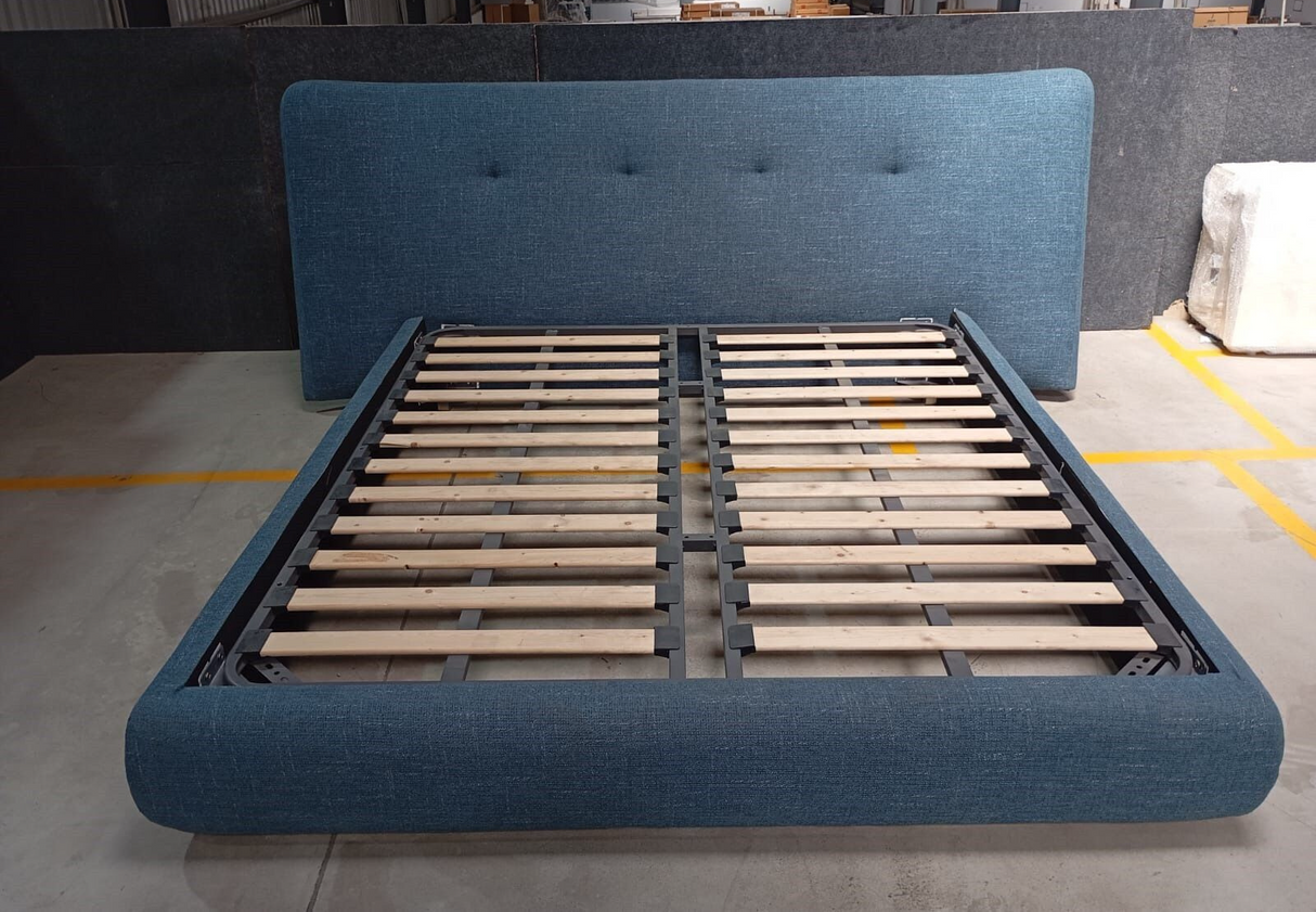 SB56A-WINGED KING SIZE BED (W/O STORAGE) (BLUE) (HEAD BOARD L-2642mm,W-1956mm,L-2083mm) - FURNITURE - (BLUE - BUENA CASA - 1981x1829 mm - 79.24inchX73.16inch)