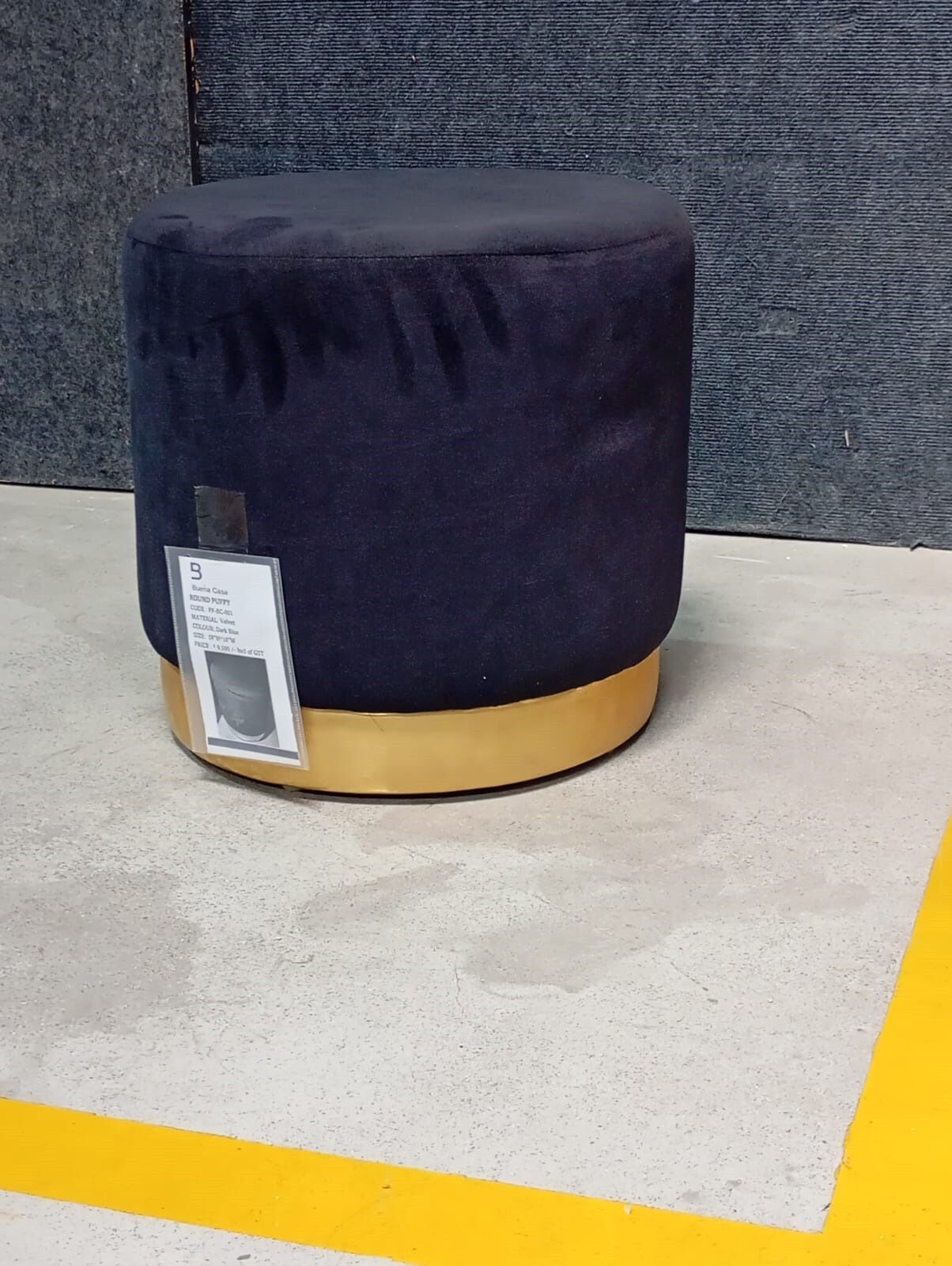 TRIO HB PUFFE W/ BLACK FABRIC & GOLD BASE - FURNITURE - (GREY - BUENA CASA - 0x406x394 mm - 0inchX16.24inchX15.76inch)