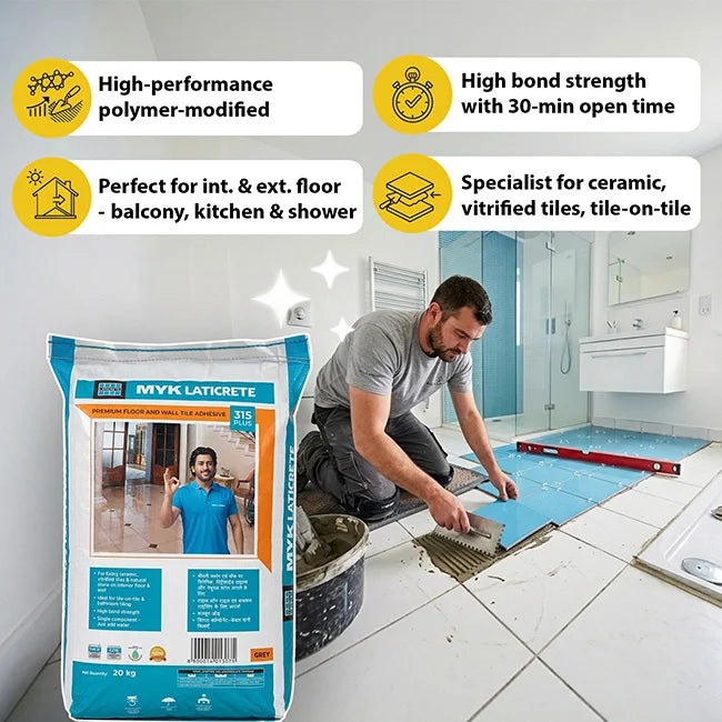 L 315 PLUS GREY THINSET ADHESIVE-20KG - MYK LATICRETE - ( GREY - L 315 PLUS - 0x0 mm - 0inchX0inch )