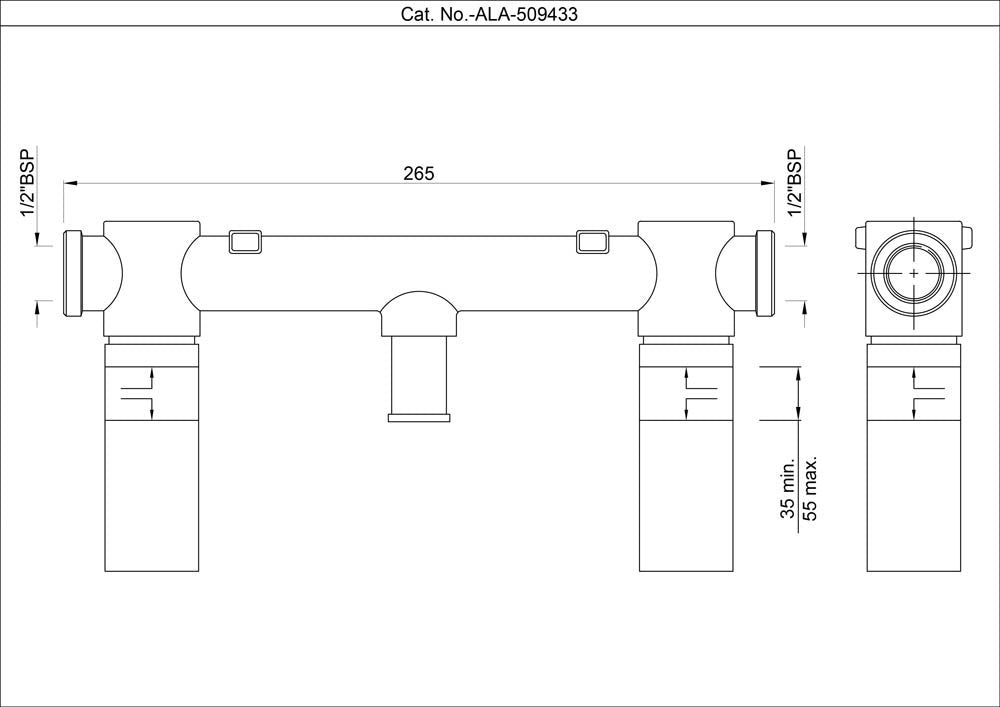 CONCEALED BODY OF TWO CONCEALED STOP COCKS 200MM CENTRE (WITHOUT EXPOSED PARTS)- ARTIZE FAUCET - ( CHROME - VIC - 0x15 mm - 0inchX0.5inch )