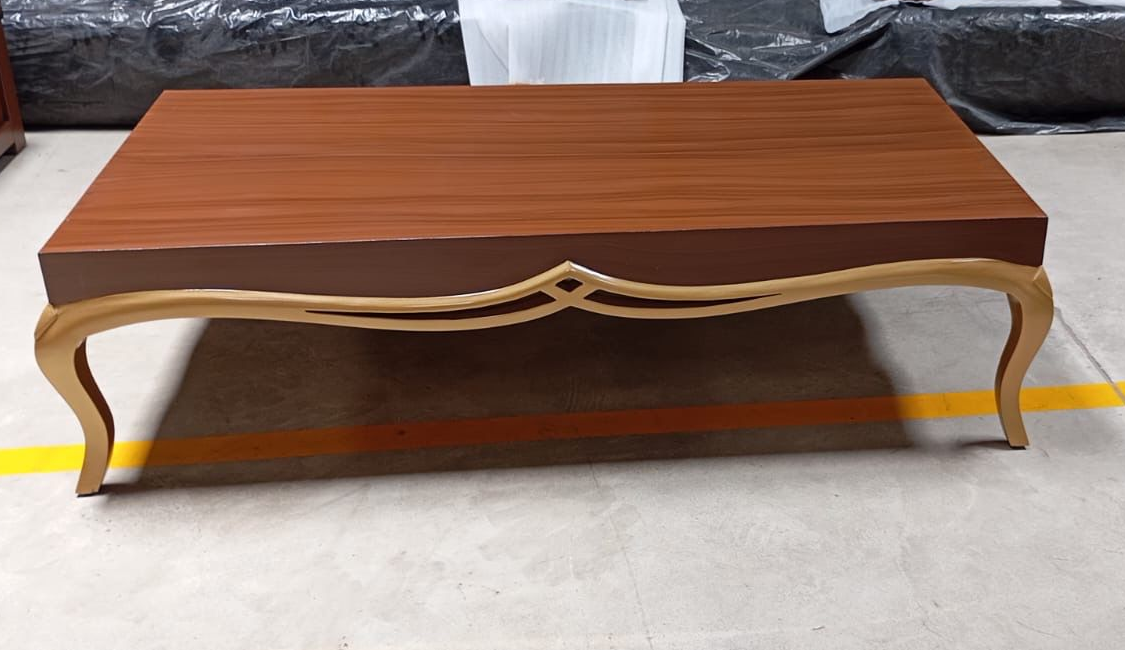 CCT-BC-001 CAFE CENTRE TABLE INDIAN TEAK WOOD - FURNITURE - (WHITE + GREY - BUENA CASA - 1524x762x419 mm - 60.96inchX30.48inchX16.76inch)