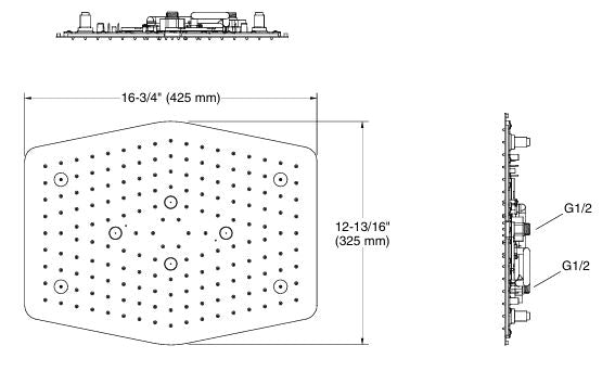 ML EDGE DF HEXAGON RAIN PANEL - KOHLER LUXURY - ( ROSE GOLD - LUXURY - 425x330 mm - 17inchX13.2inch )