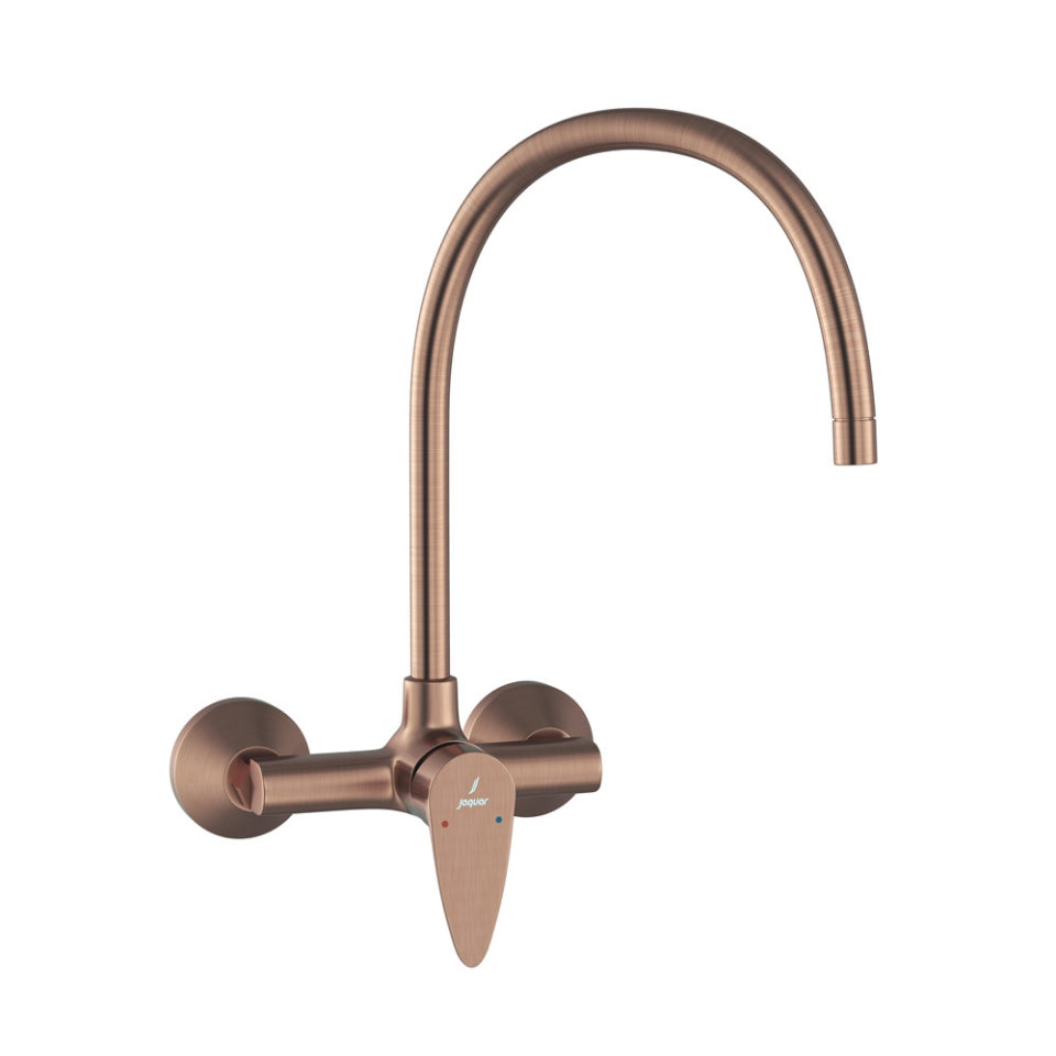 SINGLE LEVER SINK MIXER WITH SWINGING SPOUT ON UPPER SIDE (WALL MOUNTED)WITH CONNECTING LEGS & WALL FLANGES - JAQUAR FAUCETS - ( ANTIQUE COPPER - VIGNETTE PRIME - 0x15 mm - 0inchX0.5inch )