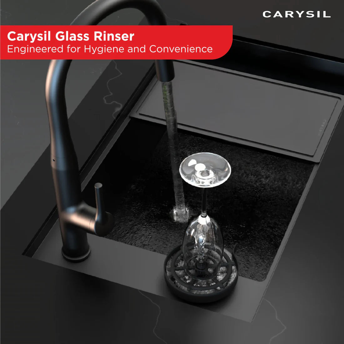 GLASS RINSER - CARYSIL -  ( MATT BLACK - ACCESSORIES - 0x0 mm - 0inchx0inch )