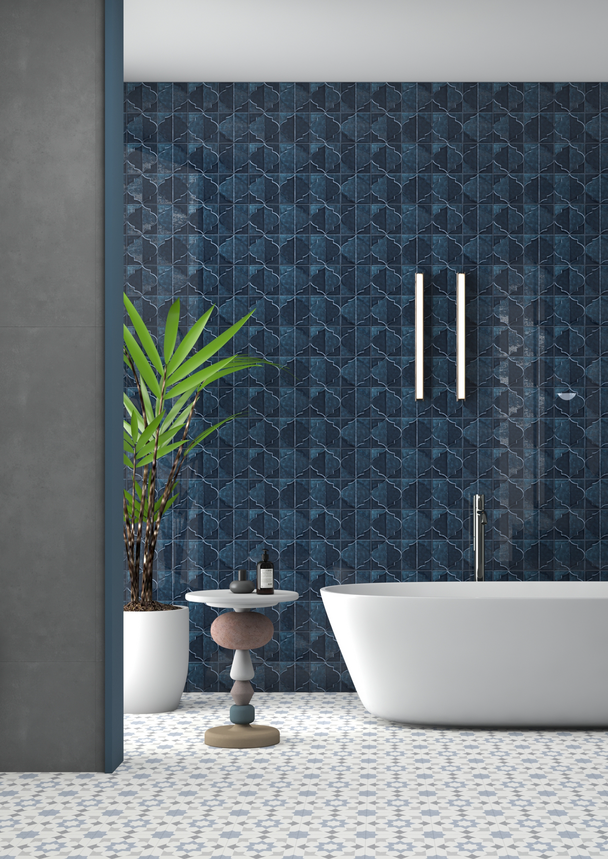 OGEE DENIM HL - INDIAN TILES - ( - KERACER HIGH DEPTH DESIGNER TILES - 300x300x9 mm - 12inchX12inchX0.36inch )