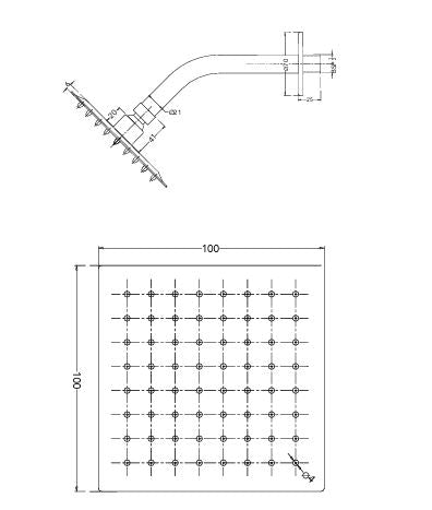 ULTRA THIN SH 100 MM WT 225 MM ARM-SQUARE - HINDWARE FAUCETS - ( POLISHED CHROME - GEOMETRIC SHOWERS - 100x100 mm - 3.9inchX3.9inch )