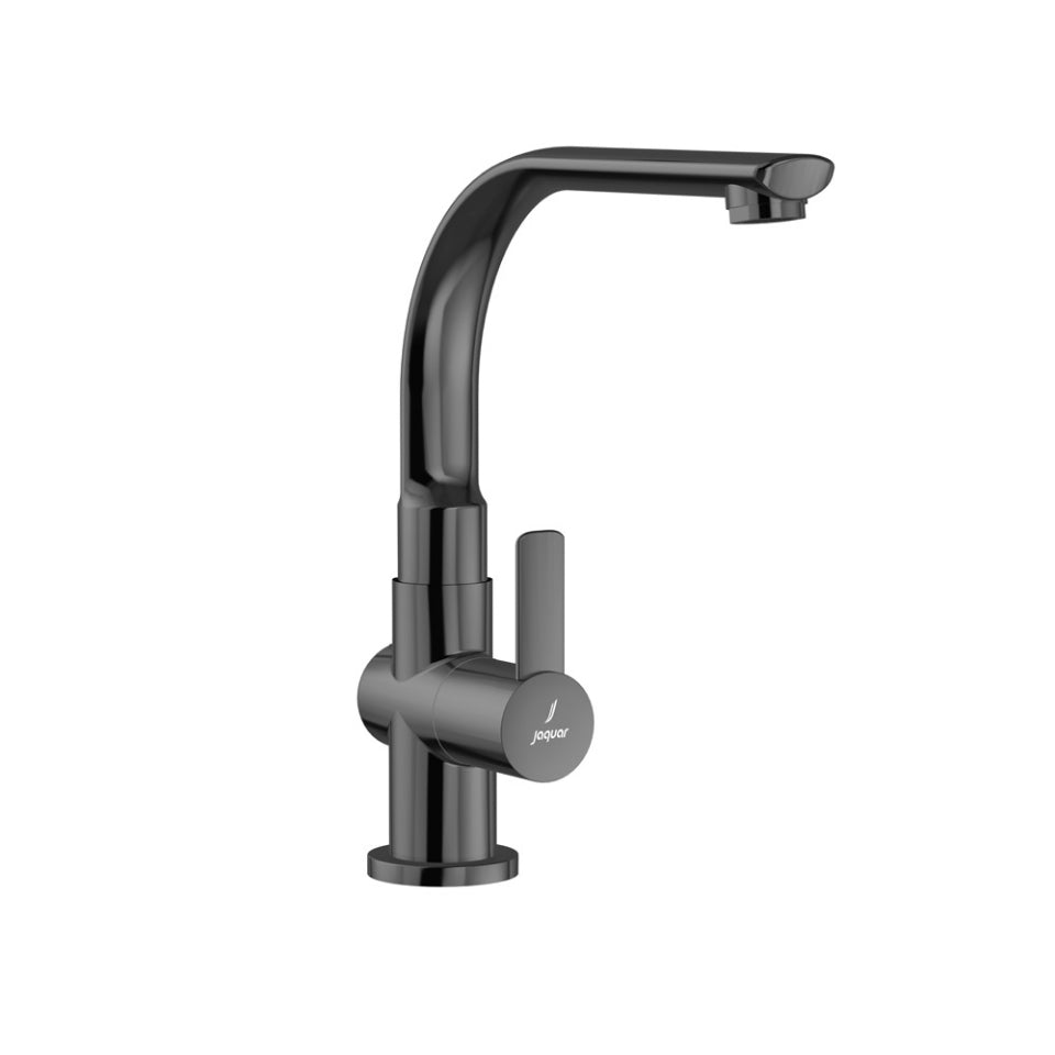 SINK COCK WITH REGULAR SWINGING SPOUT (TABLE MOUNTED)- JAQUAR FAUCETS - ( BLACK CHROME - FUSION PRIME - 0x15 mm - 0inchX0.5inch )