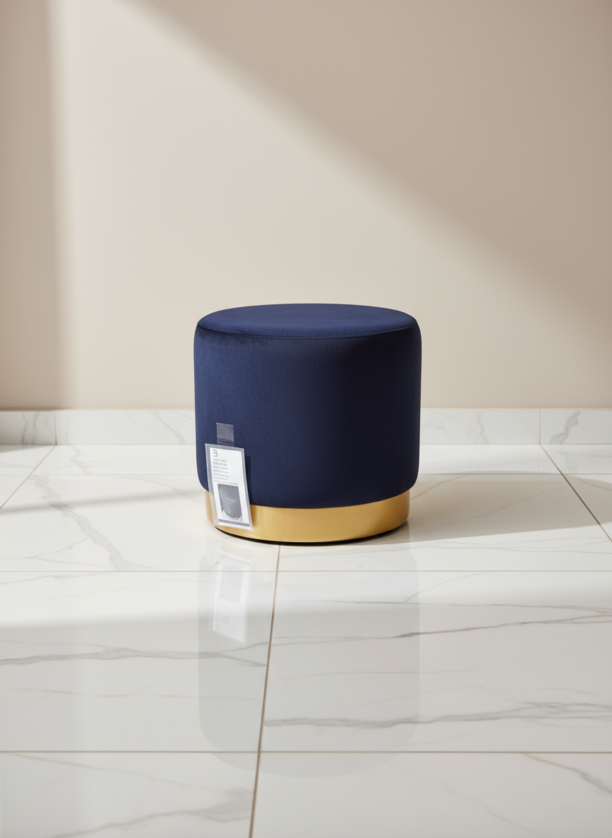 TRIO HB PUFFE W/ BLACK FABRIC & GOLD BASE - FURNITURE - (GREY - BUENA CASA - 0x406x394 mm - 0inchX16.24inchX15.76inch)