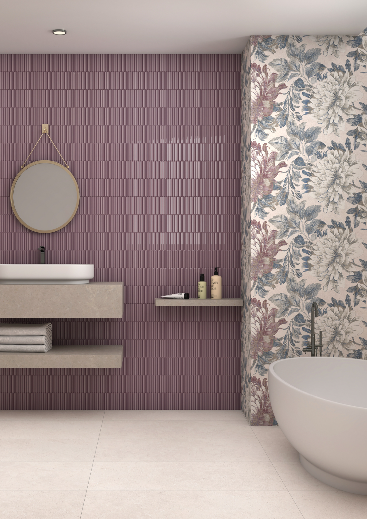 LAYER LILAC HL - INDIAN TILES - ( - KERACER HIGH DEPTH DESIGNER TILES - 300x300x9 mm - 12inchX12inchX0.36inch )