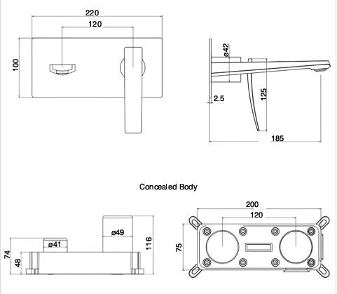 BRASS WALL BASIN FAUCET (COLD WATER)- AQUANT - ( GRAPHITE GREY - - 0x15 mm - 0inchX0.5inch )