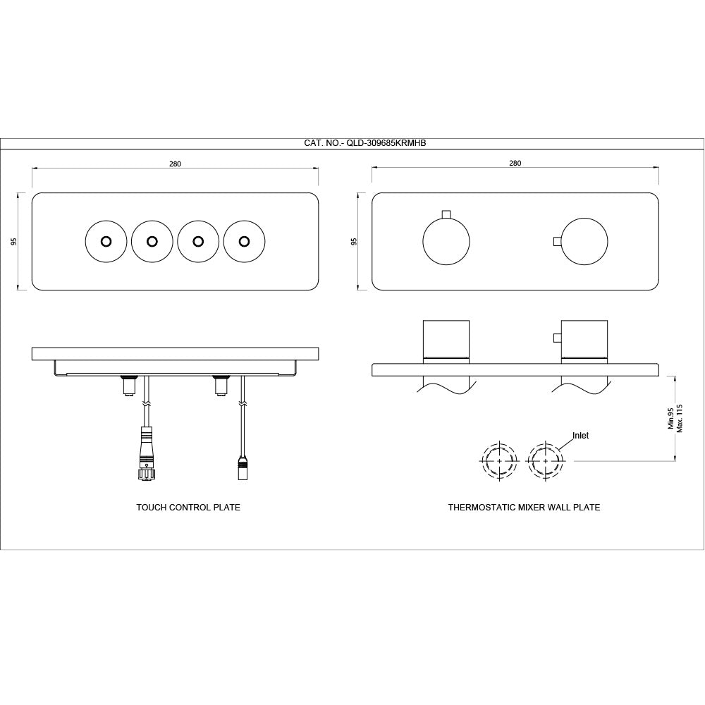 EXPOSED PART KIT OF CLOUD TOUCH SHOWER SYSTEM WITH 4OUTLETS - JAQUAR FAUCETS - ( ANTIQUE COPPER - CLOUD - 0x15 mm - 0inchX0.5inch )