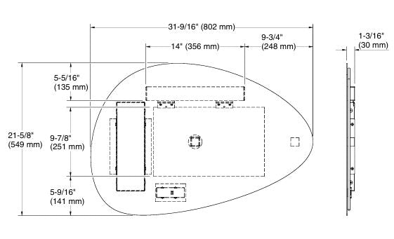 MODERNLIFE TM ASYMMETRICAL LIGHTED MIRROR - KOHLER LUXURY - ( - LUXURY - 802x549 mm - 32.08inchX21.96inch )