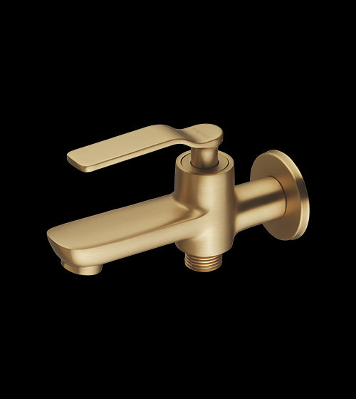 BRASS 2 WAY BIB COCK - AQUANT - ( BRUSHED GOLD - STELLAR SERIES - 0x0 mm - 0inchx0inch )
