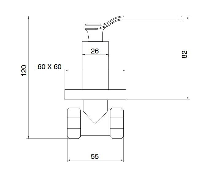 (PRUN) CONC. STOP COCK WITH BRASS FLANGE - AQUANT -  ( GRAPHITE GREY -  - 0x0 mm - 0inchx0inch )