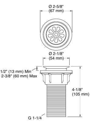 COMP.WASTE COUPLING W/O OVERFLOW - KOHLER POPULAR - ( BRUSHED BRONZE - POPULAR - 0x32 mm - 1.25inchX0inch )