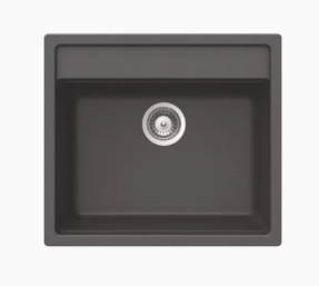 QUARTZ SINK 1.0 BOWL W/O DRAIN BOARD (DEPTH 7INCH) ELVO - NIRALI - ( BLACK GRANITE - QUARTZ PREMIUM RANGE - 570x510 mm - 22.5inchX20inch )