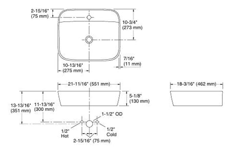 APT VESSEL WALL MOUNTED WASH BASIN 550MM - KOHLER POPULAR -  ( WHITE - POPULAR - 0x0 mm - 0inchx0inch )