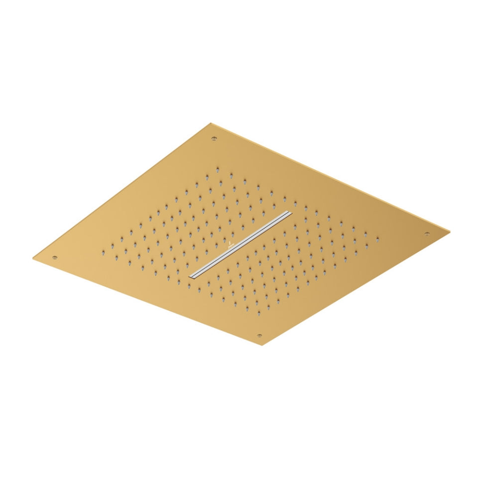 DUOFLO SHOWER SQUARE SHAPE LED LIGHT W/REMOTE CONTROL - JAQUAR FAUCETS - ( GOLD MATT PVD - OVERHEAD SHOWER - 450x450 mm - 18inchX18inch )