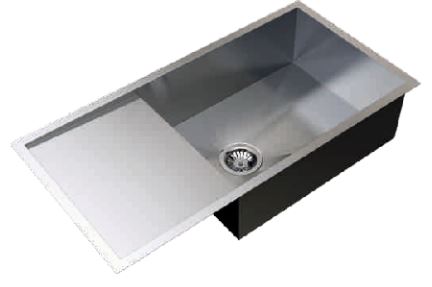 1 BOWL W/SMALL DRAINBOARD (DEPTH 8INCH) THK 0.8MM - CARYSIL -  ( MATT - QUADRO CLASSIC - 915x460 mm - 36inchX18inch )